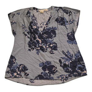 L.O.G.G. Size 4 Blue Short Sleeve Floral Shirt